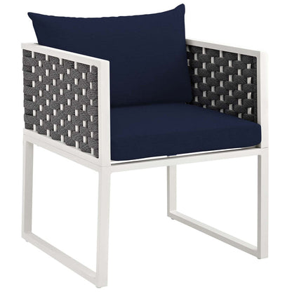 Stance 7 Piece Outdoor Patio Aluminum Dining Set - White Navy