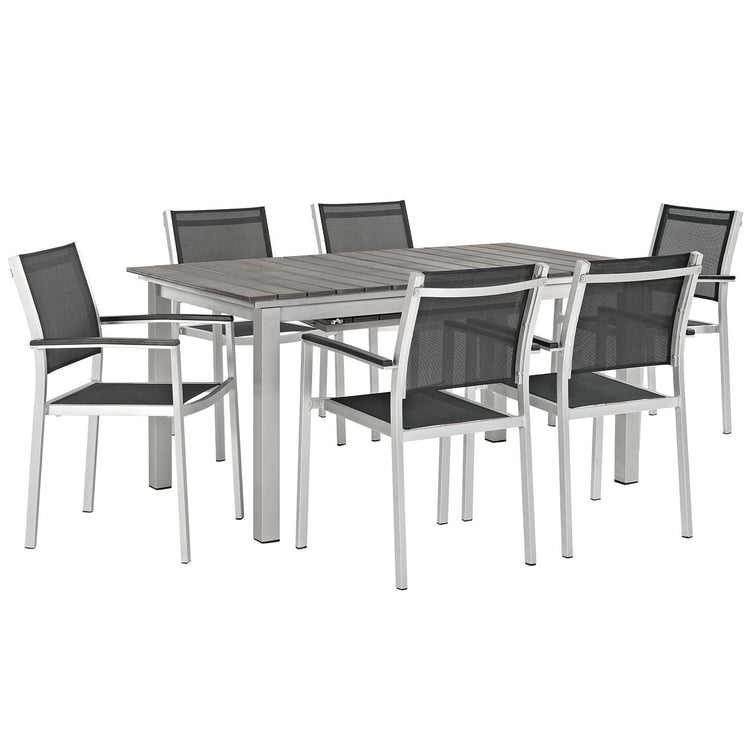 Shore 7 Piece Outdoor Patio Aluminum Dining Set - Default Title