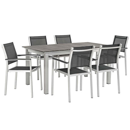 Shore 7 Piece Outdoor Patio Aluminum Dining Set - Default Title
