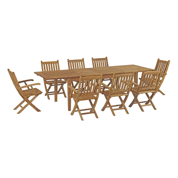 Marina 9 Piece Outdoor Patio Teak Dining Set - Default Title