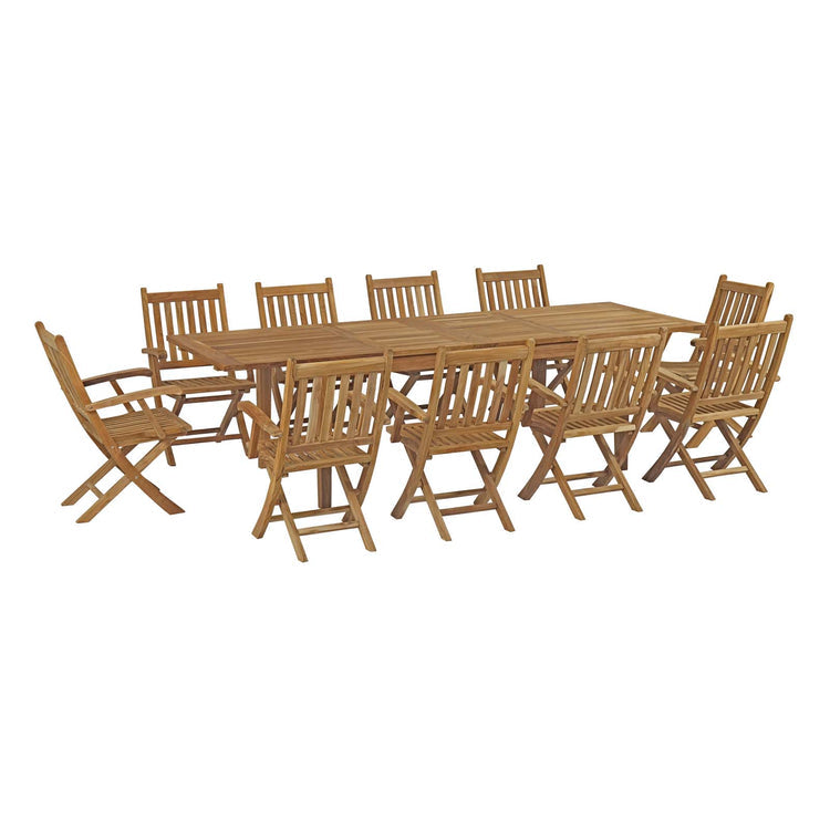Marina 11 Piece Outdoor Patio Teak Dining Set - Default Title