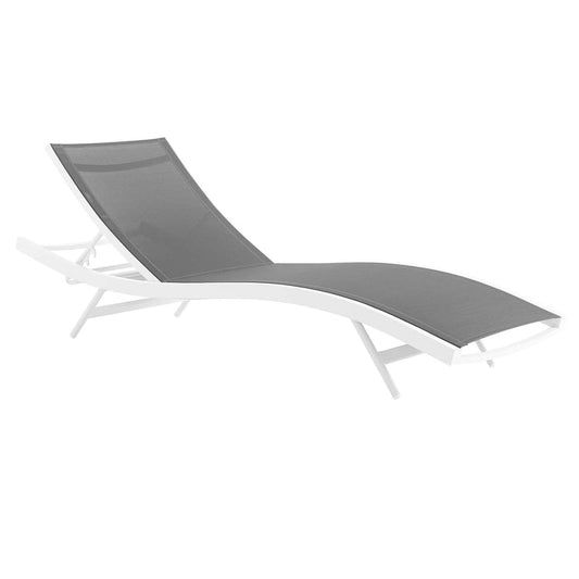 Glimpse Outdoor Patio Mesh Chaise Lounge Chair - White Gray