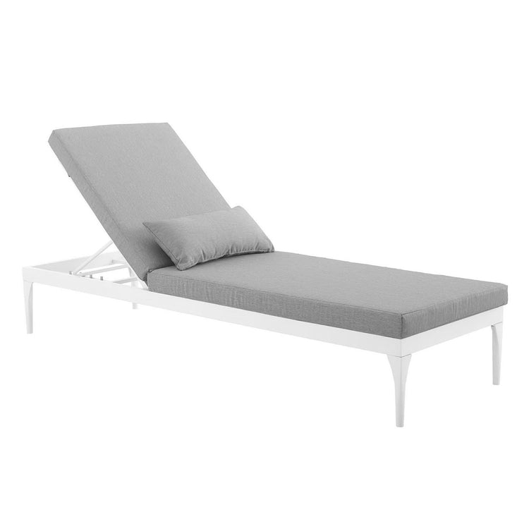 Perspective Cushion Outdoor Patio Chaise Lounge Chair - White Gray