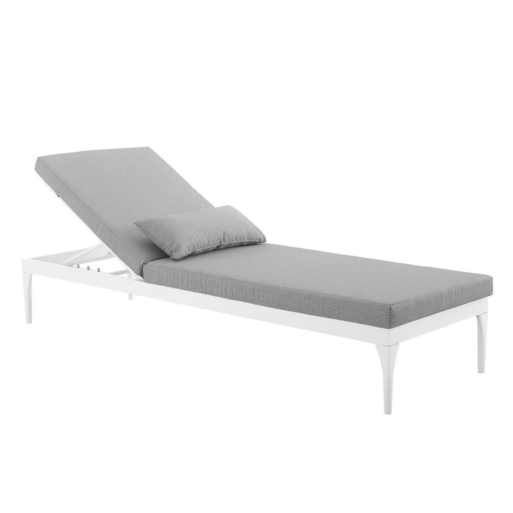 Perspective Cushion Outdoor Patio Chaise Lounge Chair - White Gray