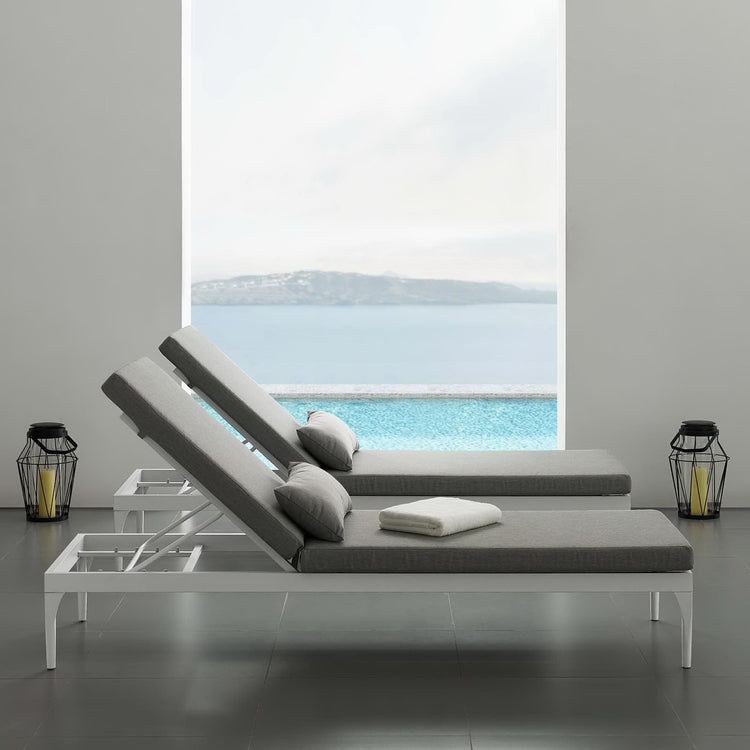 Perspective Cushion Outdoor Patio Chaise Lounge Chair - White Gray