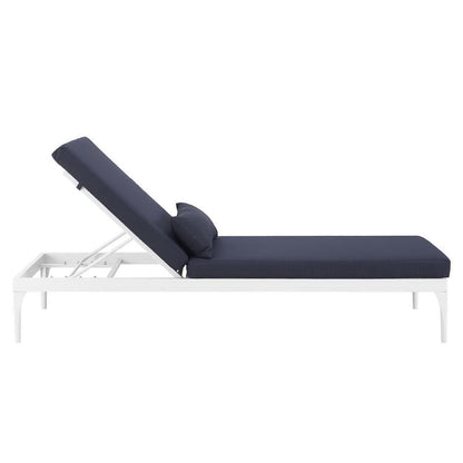 Perspective Cushion Outdoor Patio Chaise Lounge Chair - White Navy