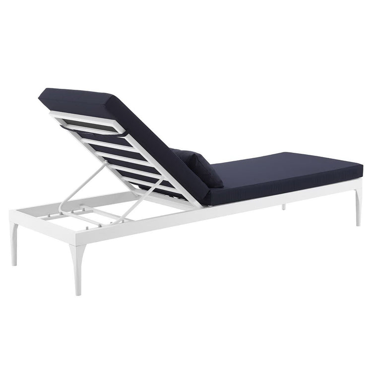Perspective Cushion Outdoor Patio Chaise Lounge Chair - White Navy