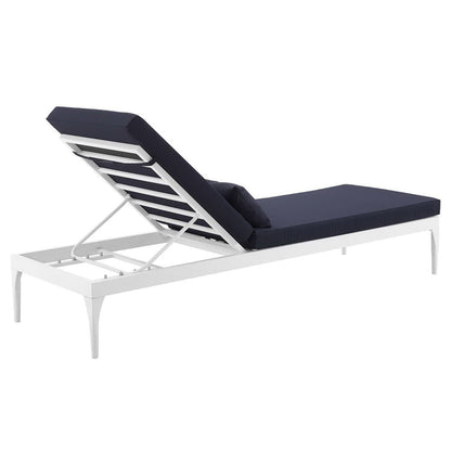 Perspective Cushion Outdoor Patio Chaise Lounge Chair - White Navy