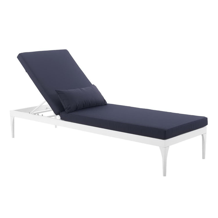 Perspective Cushion Outdoor Patio Chaise Lounge Chair - White Navy