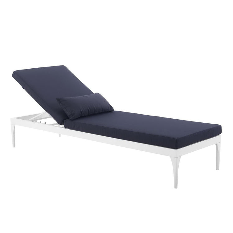 Perspective Cushion Outdoor Patio Chaise Lounge Chair - White Navy