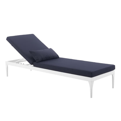 Perspective Cushion Outdoor Patio Chaise Lounge Chair - White Navy
