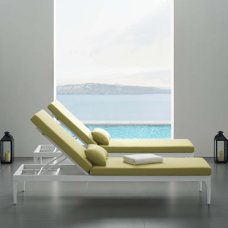 Perspective Cushion Outdoor Patio Chaise Lounge Chair - White Peridot