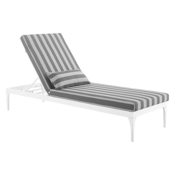 Perspective Cushion Outdoor Patio Chaise Lounge Chair - White Striped Gray