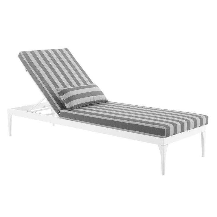 Perspective Cushion Outdoor Patio Chaise Lounge Chair - White Striped Gray