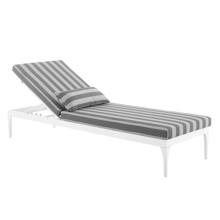 Perspective Cushion Outdoor Patio Chaise Lounge Chair - White Striped Gray