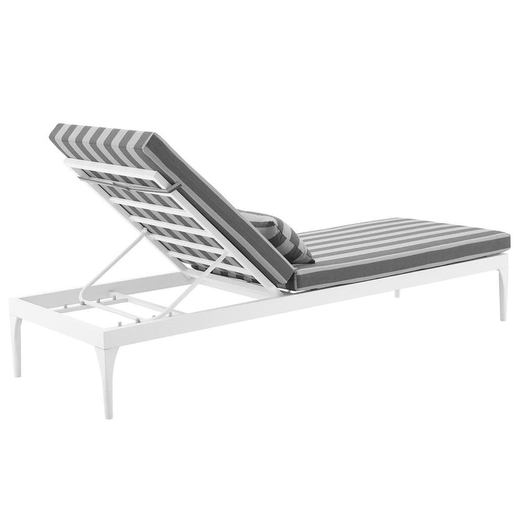 Perspective Cushion Outdoor Patio Chaise Lounge Chair - White Striped Gray