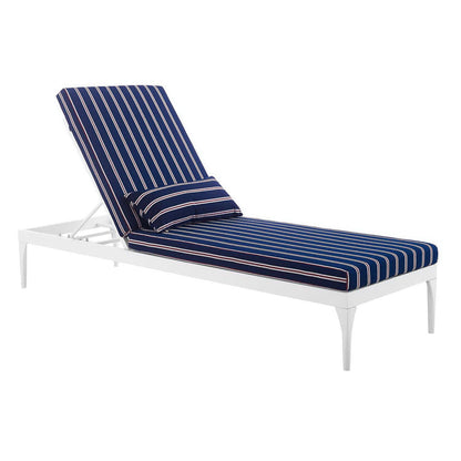 Perspective Cushion Outdoor Patio Chaise Lounge Chair - White Striped Navy