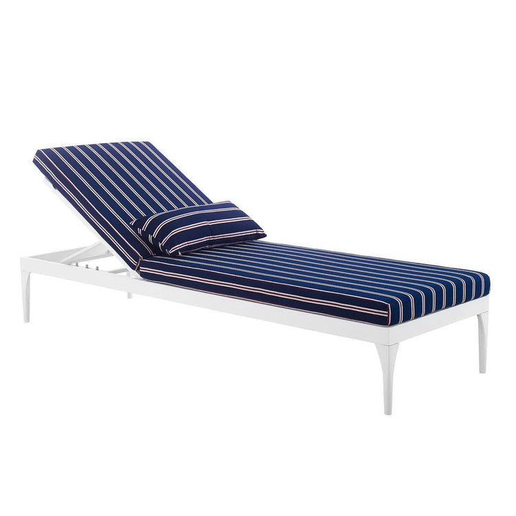 Perspective Cushion Outdoor Patio Chaise Lounge Chair - White Striped Navy