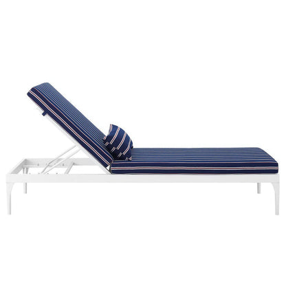 Perspective Cushion Outdoor Patio Chaise Lounge Chair - White Striped Navy