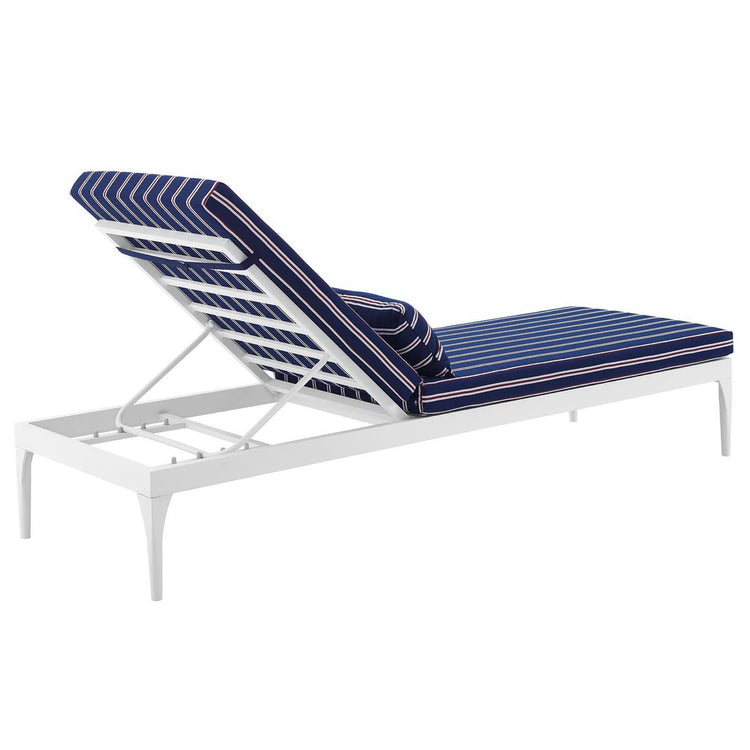 Perspective Cushion Outdoor Patio Chaise Lounge Chair - White Striped Navy