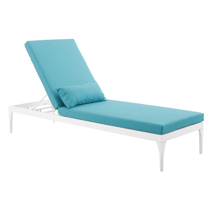 Perspective Cushion Outdoor Patio Chaise Lounge Chair - White Turquoise