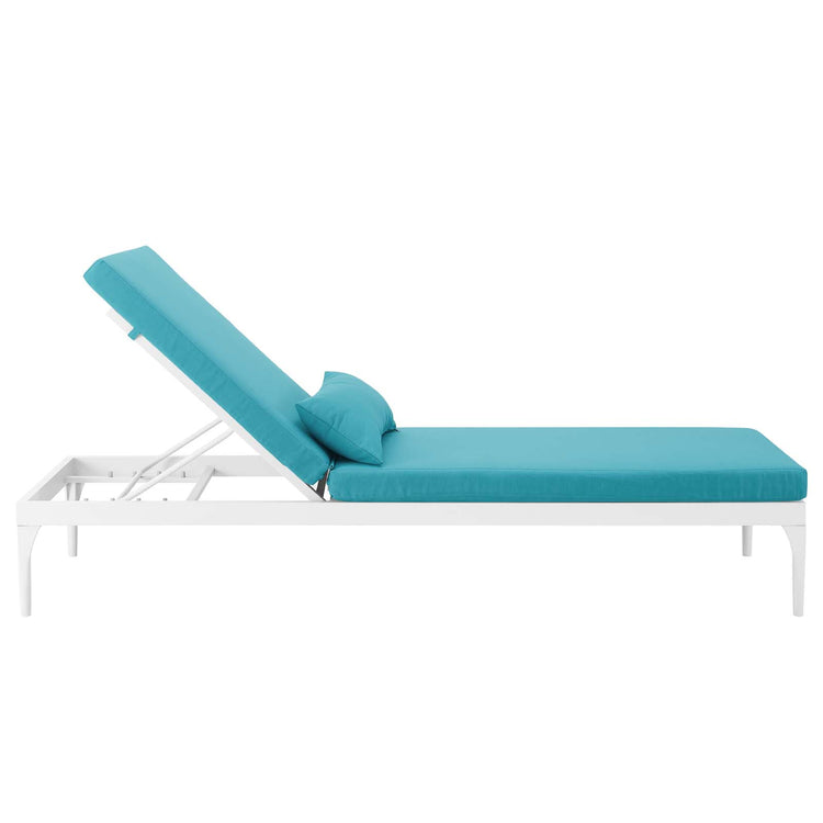 Perspective Cushion Outdoor Patio Chaise Lounge Chair - White Turquoise