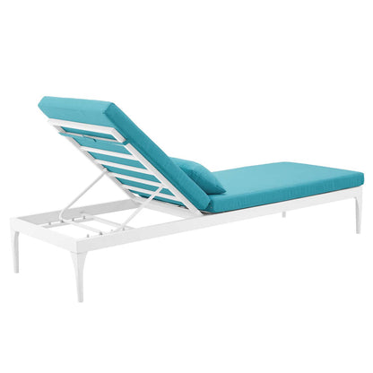 Perspective Cushion Outdoor Patio Chaise Lounge Chair - White Turquoise
