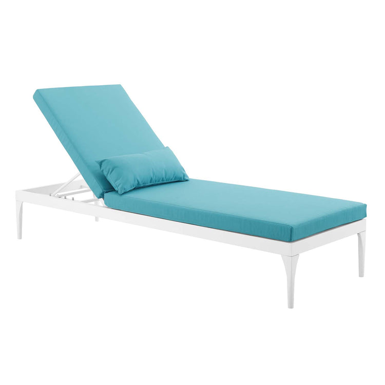Perspective Cushion Outdoor Patio Chaise Lounge Chair - White Turquoise
