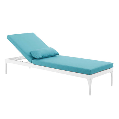 Perspective Cushion Outdoor Patio Chaise Lounge Chair - White Turquoise