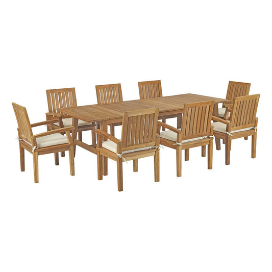 Marina 9 Piece Outdoor Patio Teak Dining Set - Default Title