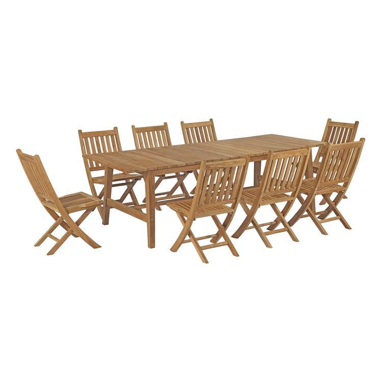 Marina 9 Piece Outdoor Patio Teak Dining Set - Default Title