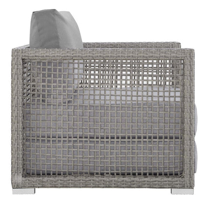 Aura 6 Piece Outdoor Patio Wicker Rattan Set - Gray Gray