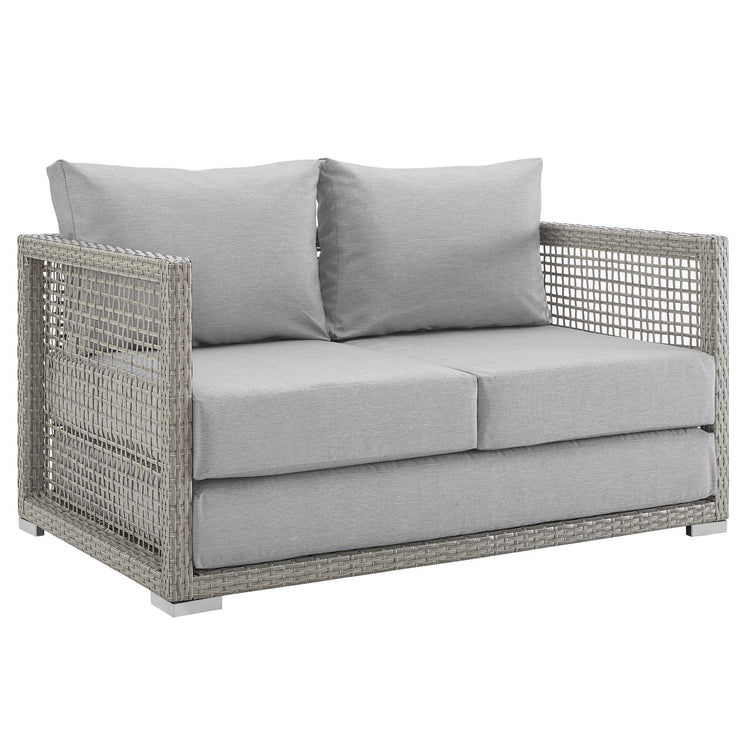 Aura 6 Piece Outdoor Patio Wicker Rattan Set - Gray Gray