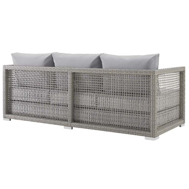 Aura 6 Piece Outdoor Patio Wicker Rattan Set - Gray Gray