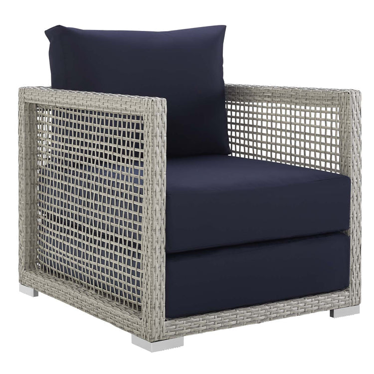 Aura 6 Piece Outdoor Patio Wicker Rattan Set - Gray Navy