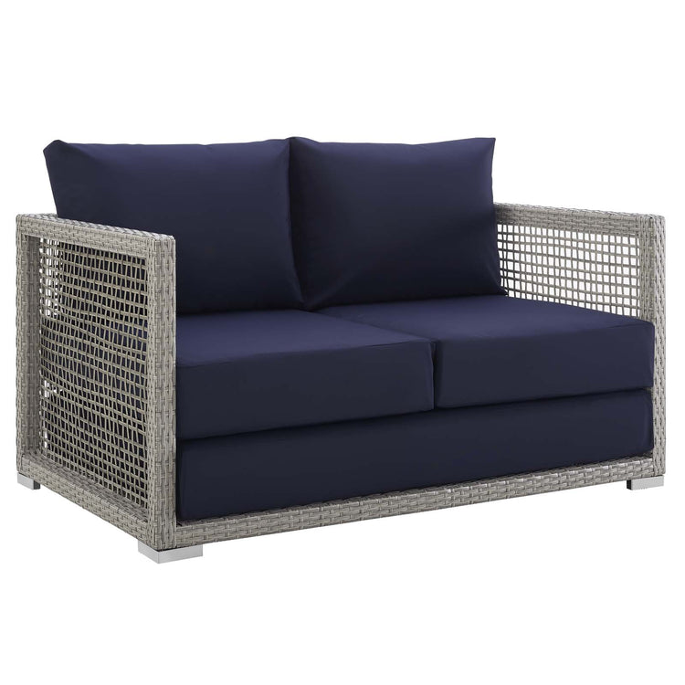 Aura 6 Piece Outdoor Patio Wicker Rattan Set - Gray Navy