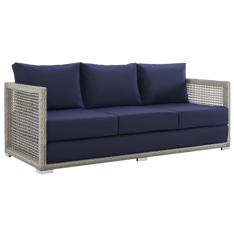 Aura 6 Piece Outdoor Patio Wicker Rattan Set - Gray Navy