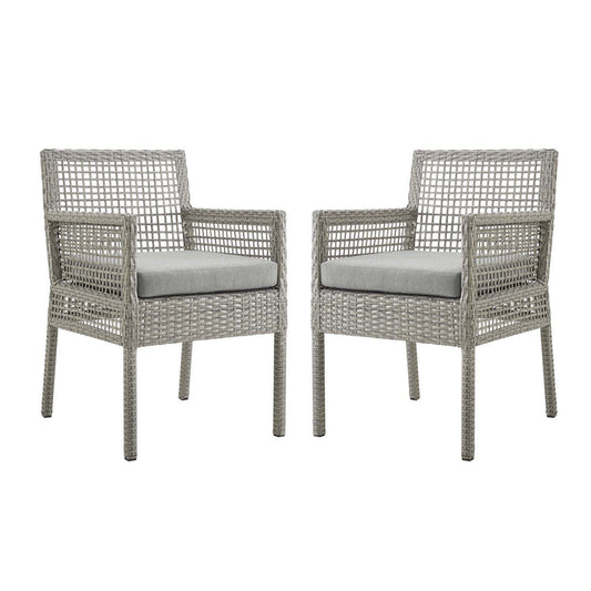 Aura Outdoor Patio Wicker Rattan Dining Armchair Set of 2 - Gray Gray