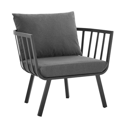 Riverside Outdoor Patio Aluminum Armchair - Gray Charcoal