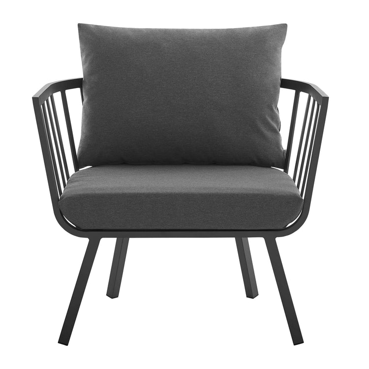 Riverside Outdoor Patio Aluminum Armchair - Gray Charcoal