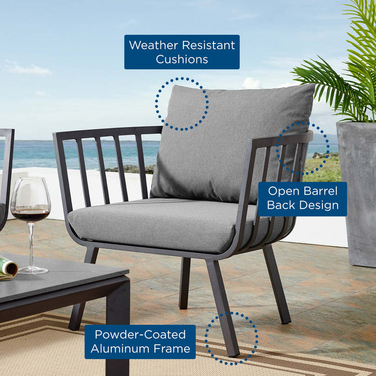 Riverside Outdoor Patio Aluminum Armchair - Gray Charcoal