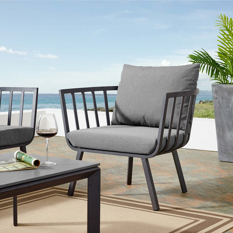 Riverside Outdoor Patio Aluminum Armchair - Gray Charcoal
