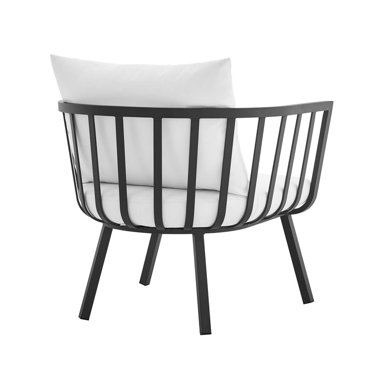 Riverside Outdoor Patio Aluminum Armchair - Gray White