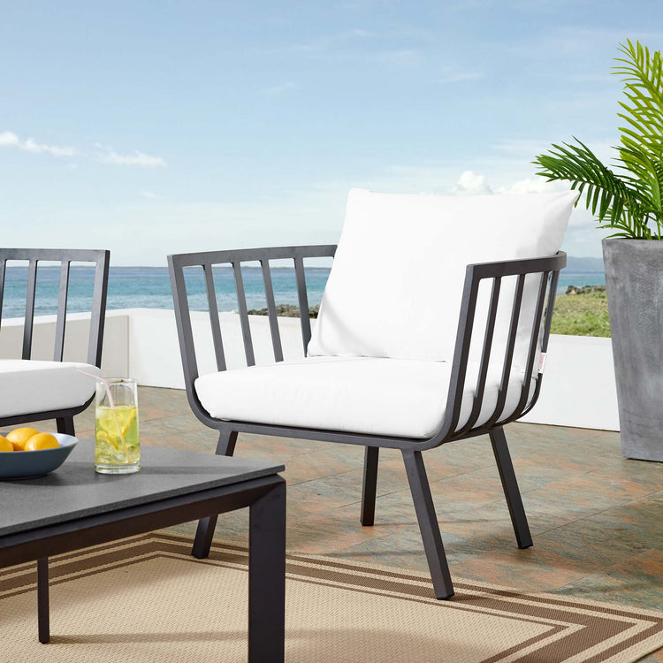 Riverside Outdoor Patio Aluminum Armchair - Gray White