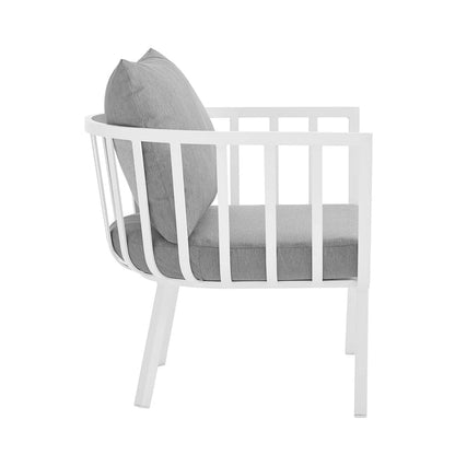 Riverside Outdoor Patio Aluminum Armchair - White Gray