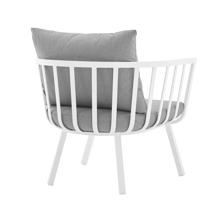 Riverside Outdoor Patio Aluminum Armchair - White Gray
