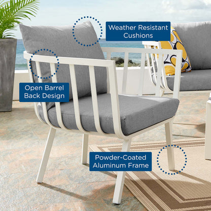 Riverside Outdoor Patio Aluminum Armchair - White Gray