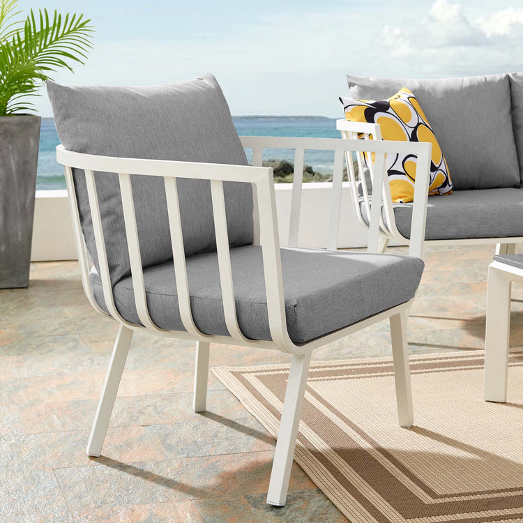 Riverside Outdoor Patio Aluminum Armchair - White Gray