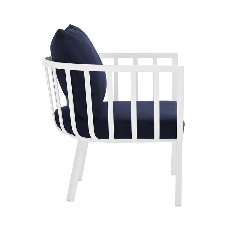 Riverside Outdoor Patio Aluminum Armchair - White Navy