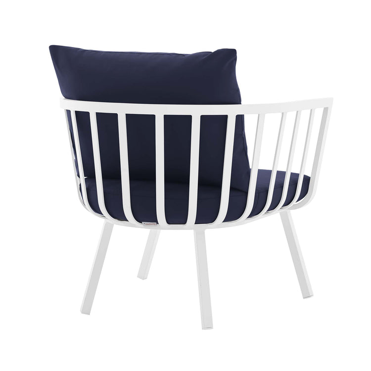 Riverside Outdoor Patio Aluminum Armchair - White Navy